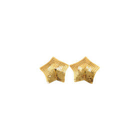 Paire de cache tétons adhésifs étoile pailletée sequin doré 